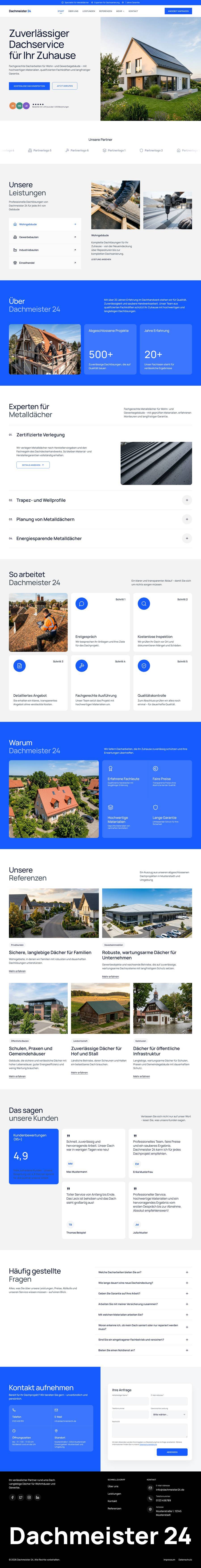 Website eines Dachdeckerbetriebs, gebaut mit Kruft