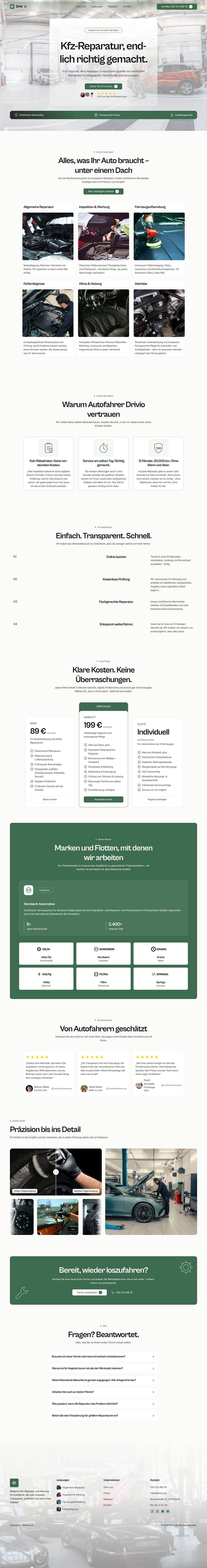 Website einer Kfz-Werkstatt, gebaut mit Kruft