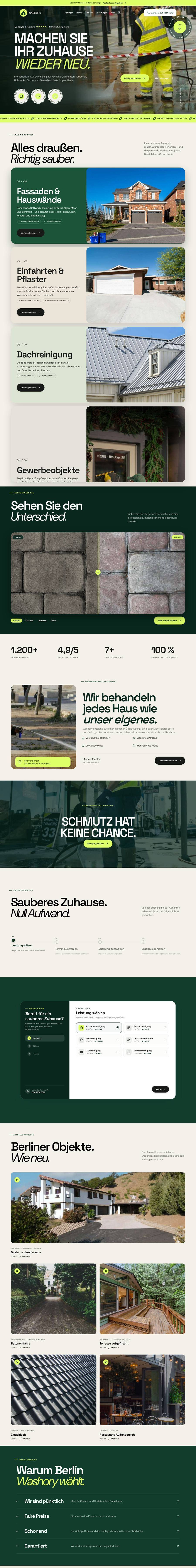 Website einer Außenreinigung, gebaut mit Kruft